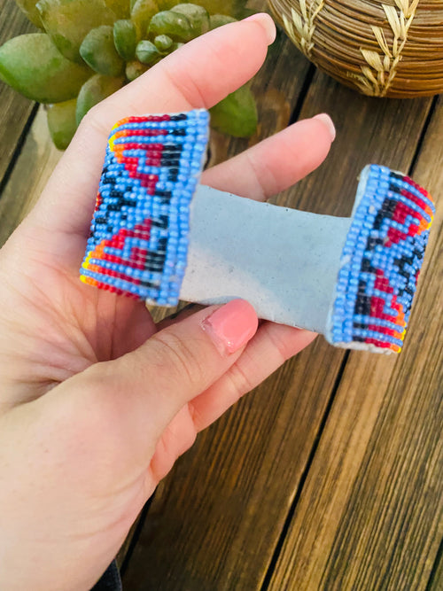 Navajo Made Beaded Leather Bracelet