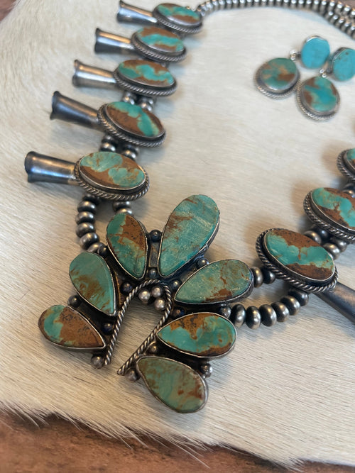 Royston Turquoise Squash Blossom Set by the Navajo Artist Jacqueline Silver