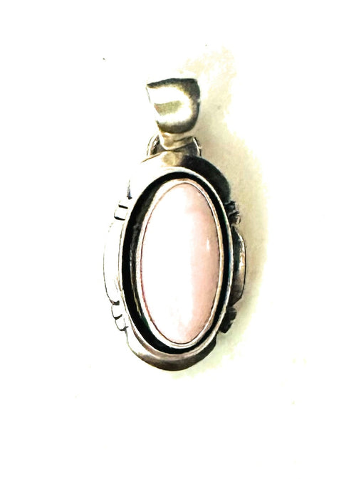 Navajo Queen Pink Conch Shell & Sterling Silver Shadowbox Pendant