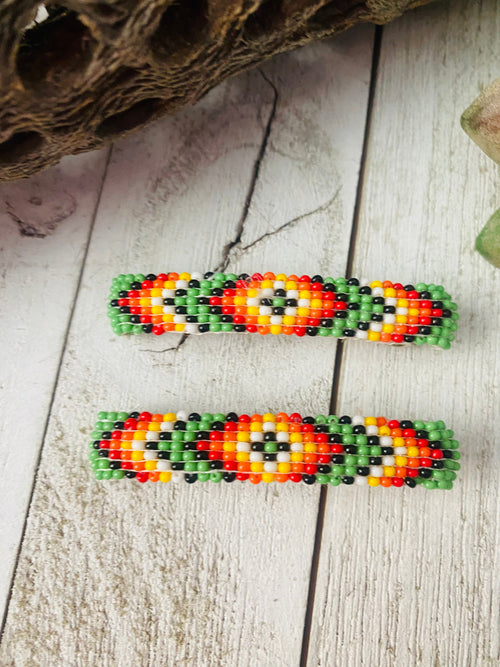 Navajo Handmade Beaded Barrette Set