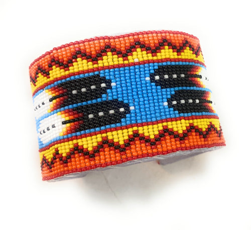 Navajo Made Beaded Leather Bracelet