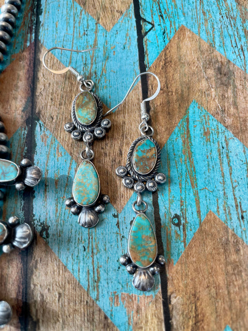 Royston Turquoise Squash Blossom Set By Navajo Artist Jacqueline Silver