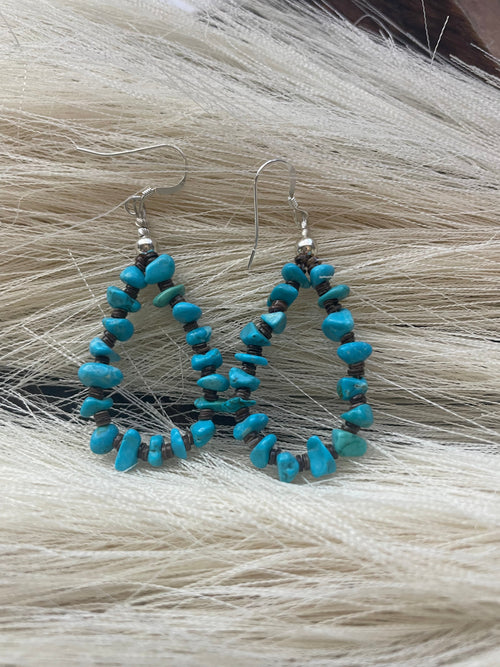 Navajo Sterling Silver Turquoise Chips Earrings