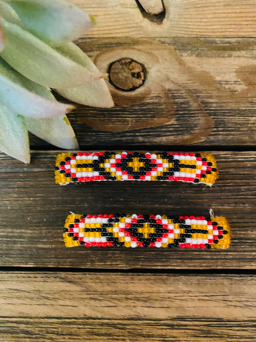 Navajo Handmade Beaded Barrette Set