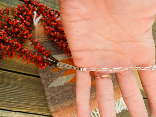 Navajo Red Coral & Heishi Six Strand Beaded Necklace