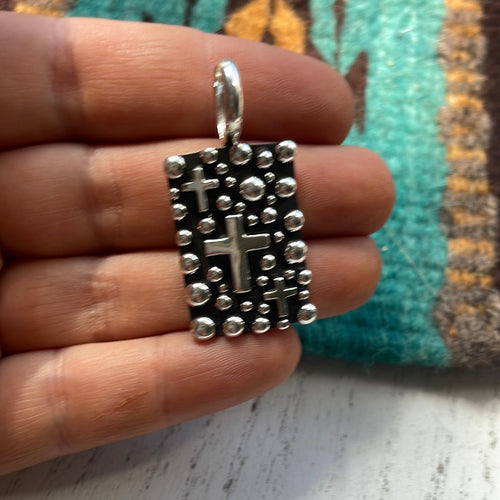 Beautiful Navajo Sterling Silver Cross Pendant Signed A Douglas