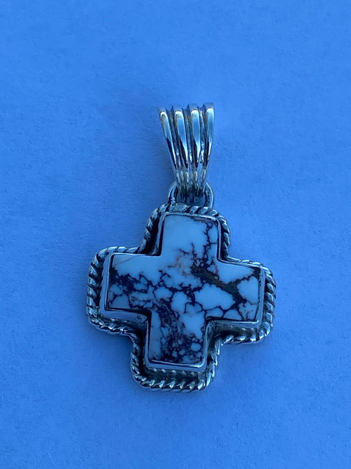 Handmade Wild Horse & Sterling Silver Cross Pendant