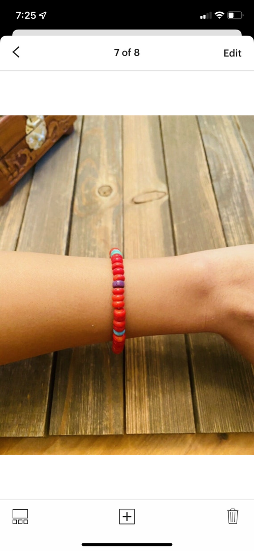 Navajo Coral & Multi Stone Sterling Silver Beaded Bracelet