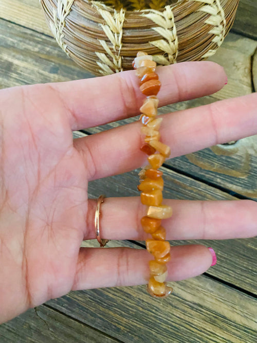 Navajo Carnelian & Sterling Silver Beaded Bracelet