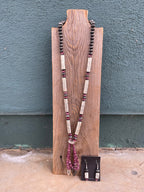 Navajo Purple Spiny Sterling Silver Beaded Necklace Earrings Set