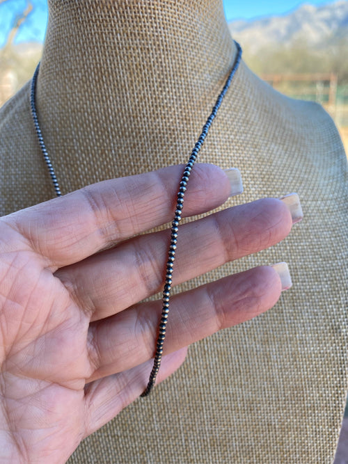 2mm Sterling Silver Navajo Pearl Style 14” Necklace