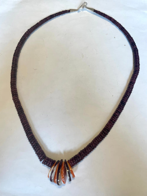 Navajo Purple Spiny Heishi Beaded 24 in Necklace