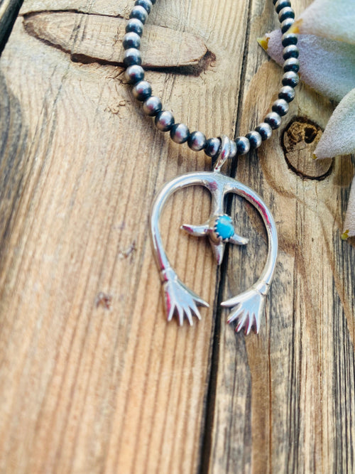 Navajo Sterling Silver & Turquoise Naja Pendant