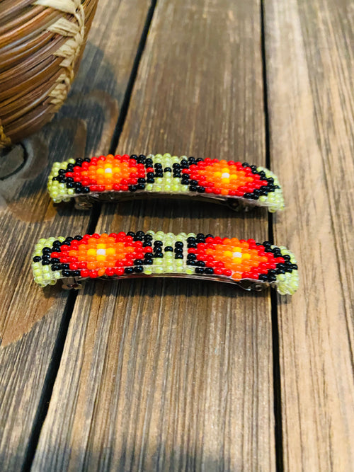 Navajo Handmade Beaded Barrette Set