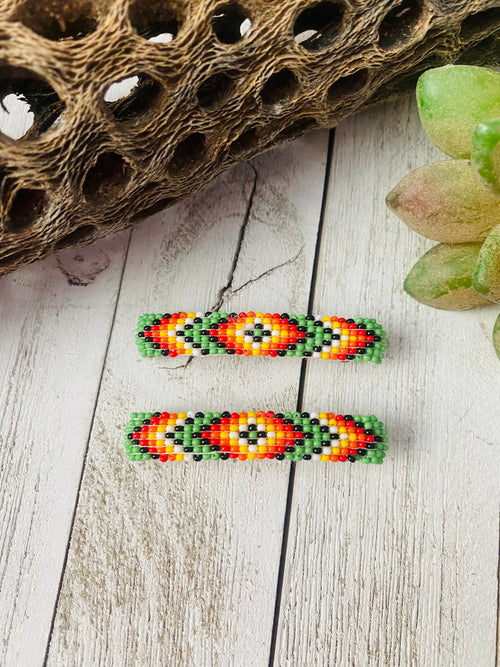 Navajo Handmade Beaded Barrette Set