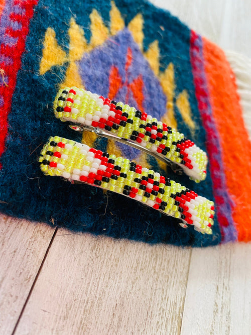 Navajo Handmade Beaded Barrette Set