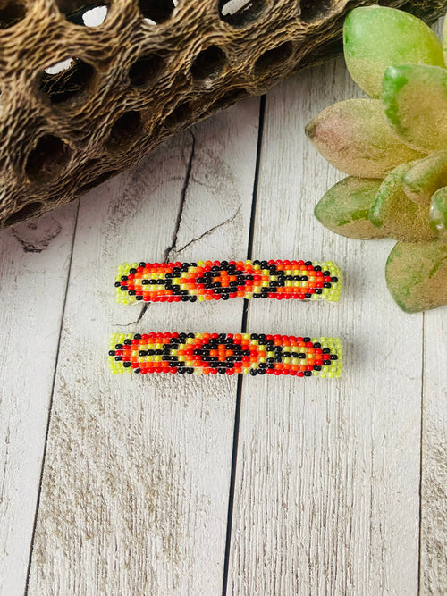 Navajo Handmade Beaded Barrette Set