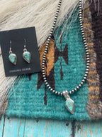 Navajo Number 8 Turquoise And Sterling Silver Inlay Dangle Earrings Pendant Set