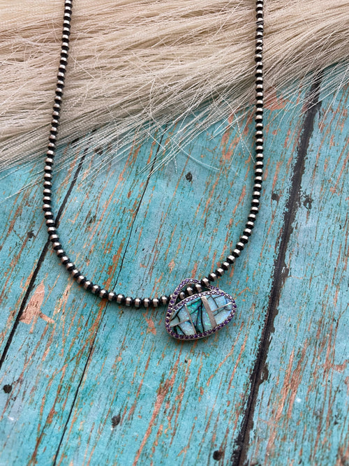 Navajo Sterling Silver & Blue Opal Pendant