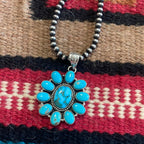 Handmade Sterling Silver & Kingman Web Turquoise Pendant Signed Nizhoni