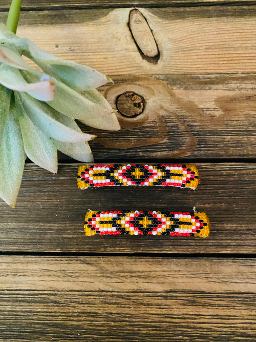 Navajo Handmade Beaded Barrette Set