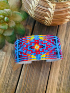 Navajo Made Beaded Leather Bracelet