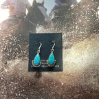 Beautiful Navajo Sterling Silver Turquoise Tear Drop Dangle Earrings