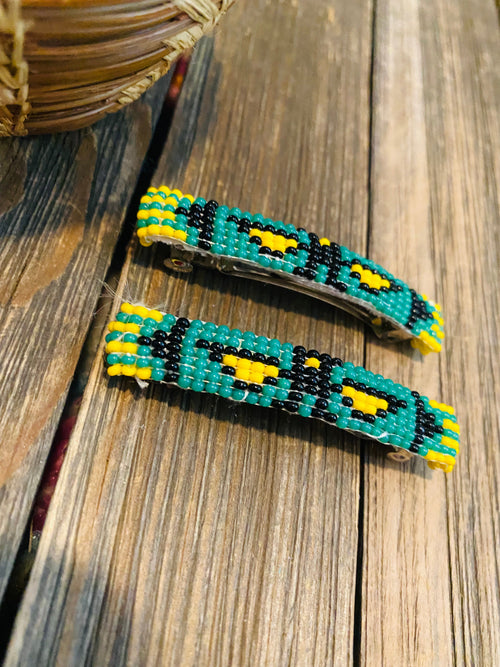 Navajo Handmade Beaded Barrette Set