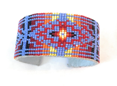 Navajo Made Beaded Leather Bracelet