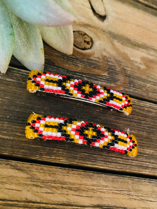 Navajo Handmade Beaded Barrette Set