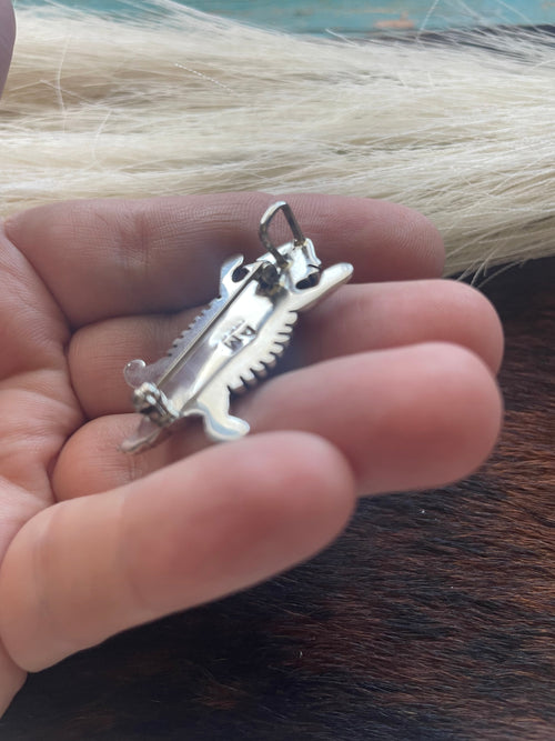 Navajo Sterling Silver Horny Toad Pendant Pin Signed