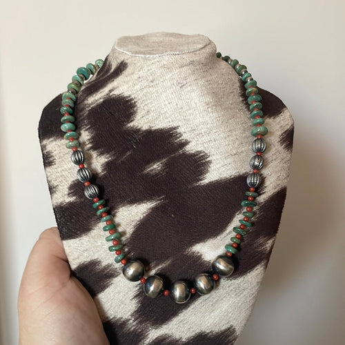 Handmade Sterling Silver & Multi Stone Beaded Necklace