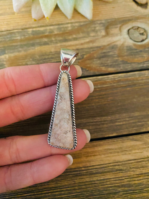 Navajo Sterling Silver & Fossilized Coral Pendant