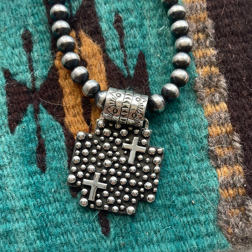 Beautiful Navajo Sterling Silver Cross Pendant Signed A Douglas