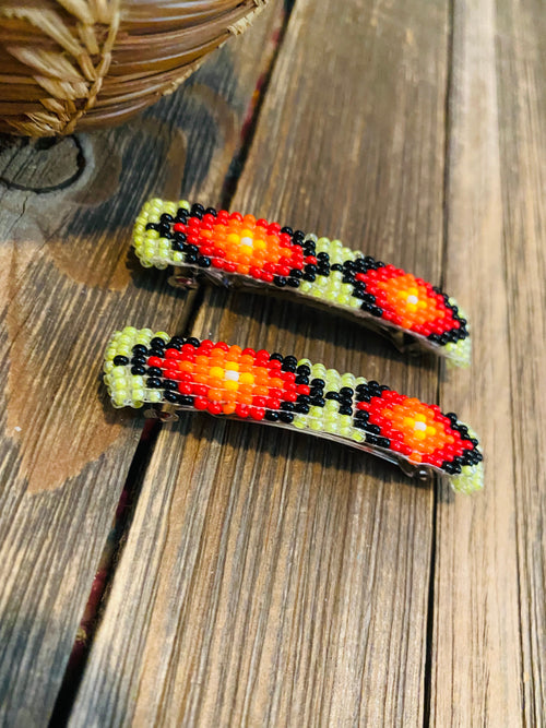 Navajo Handmade Beaded Barrette Set