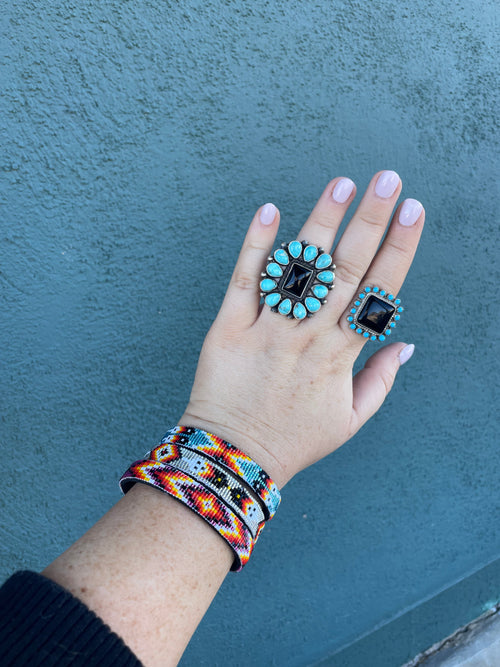 Navajo Made Beaded Leather Bracelet