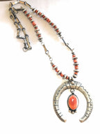 Hemerson Brown Sterling Silver  Orange Spiny Oyster Naja Necklace